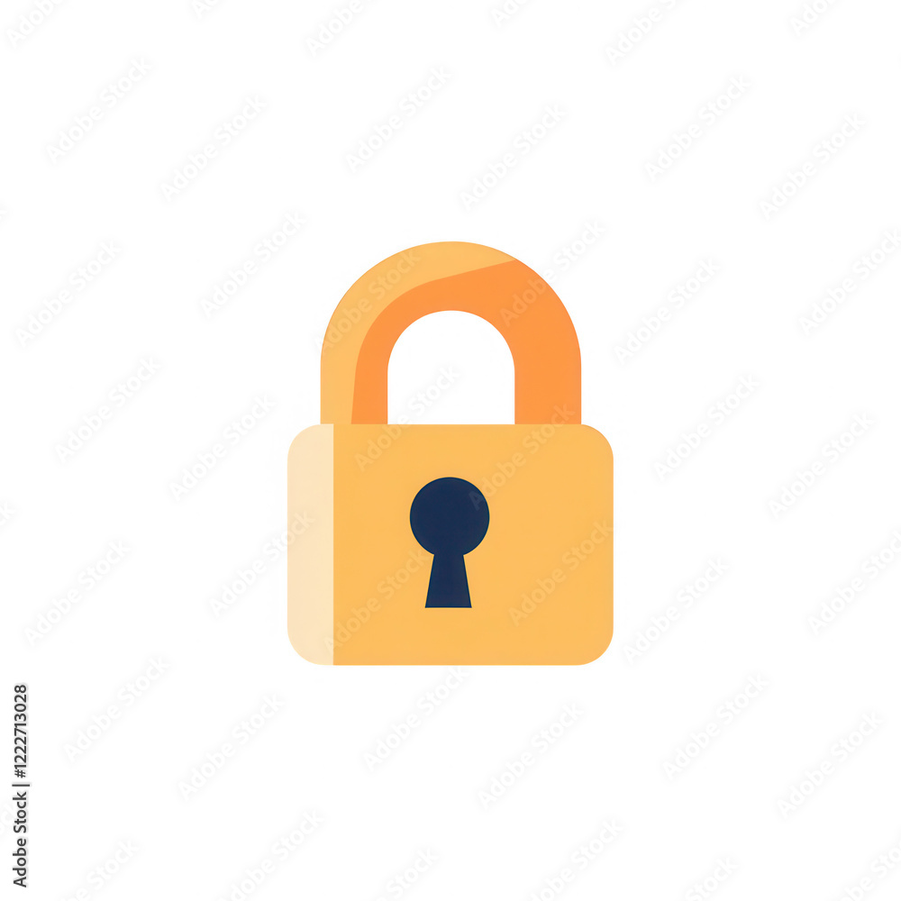 Poster a modern padlock icon symbolizing security and data protection., isolated on a transparent backgroun