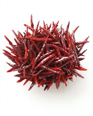 Naklejka premium A cluster of vibrant red dried chili peppers arranged in a mound.