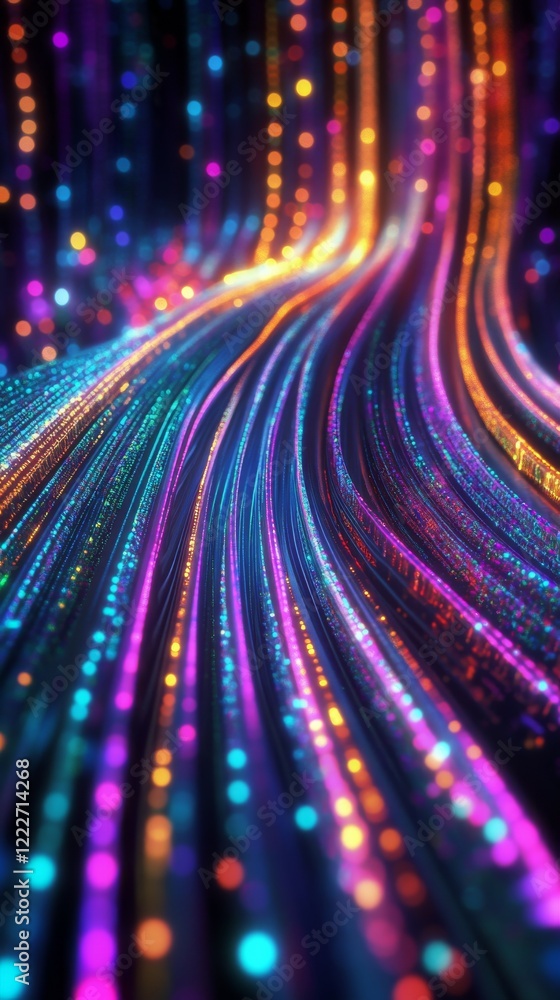 Aufkleber fiber optic performance concept. vibrant lines of colorful dots create mesmerizing visual effect