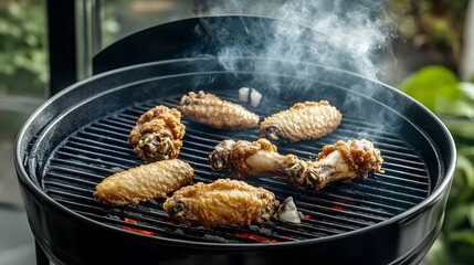 Delicious Grilled Chicken Wings on BBQ Grill