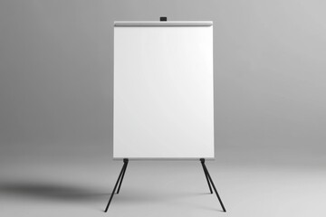 Minimalist white flip chart in three-leg format set against a neutral gray backdrop, ideal for presentations and brainstorming sessions