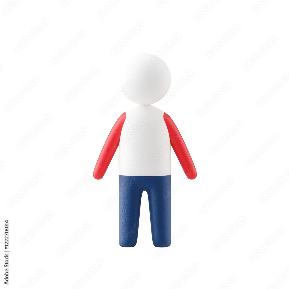 Poster a stylized character figure with colorful arms and a simple design., isolated on a transparent backg