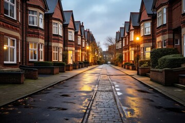 Fototapeta premium Neighborhood street city architecture building.