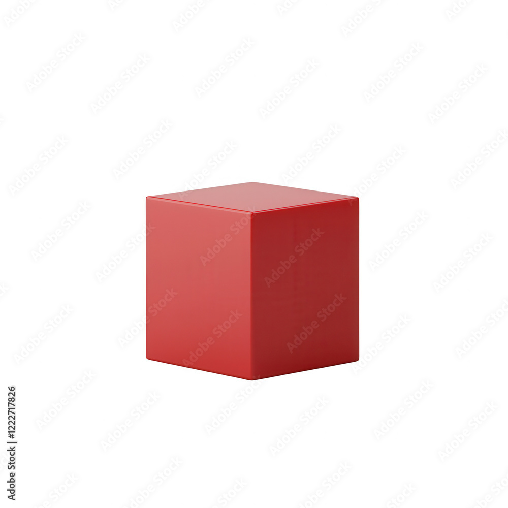 Aufkleber a vibrant red cube isolated on a clean background for creative design., isolated on a transparent ba