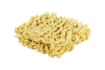 raw instant noodles, noodle briquette isolated from background