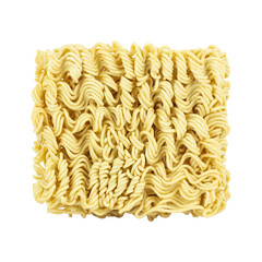 raw instant noodles, noodle briquette isolated from background