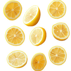 lemon pieces falling down png. falling lemons PNG. lemon falling down PNG. lemon pieces falling from the top for healthy and organic food campaigns isolated. lemon pieces flying isolated