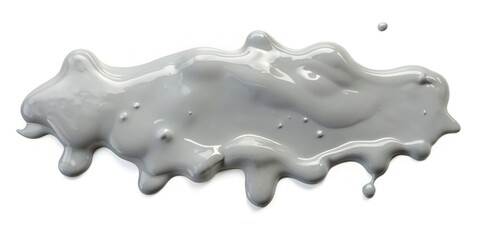 Gray gooey substance spreading across a white surface like a slow-moving stain, toxic waste, pollution