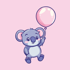 Cute koala with balloon cartoon vector illustration