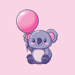 Cute koala with balloon cartoon vector illustration