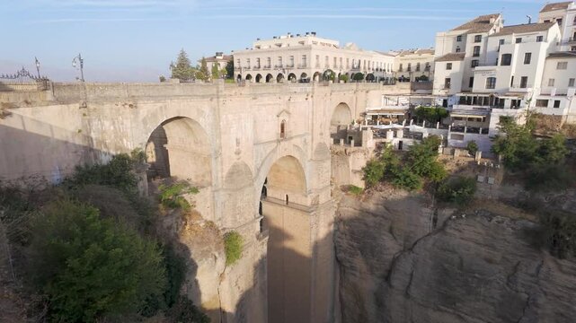View from the walkway of the New Bridge of Ronda, Andalusia, Malaga, Spain