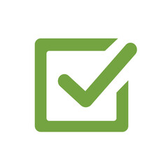 green check mark in square frame