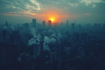 Fototapeta premium realistic of Cityscape show PM2.5 pollution