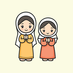 cartoon muslim Hijabi Girls