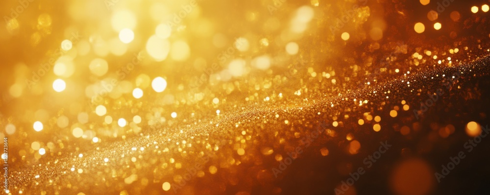 Poster sparkling golden bokeh background with warm glowing lights and glittering abstract texture