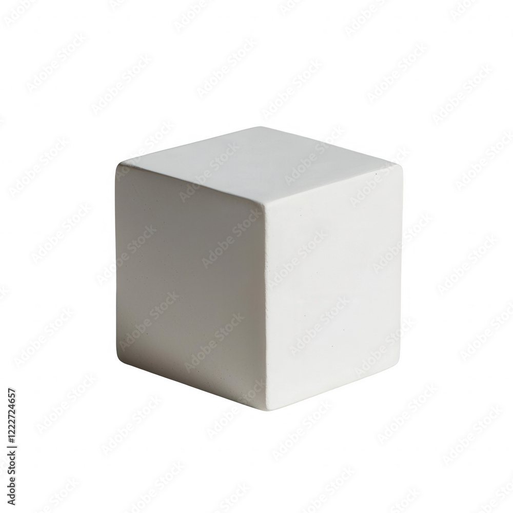 Poster minimalist white cube on a neutral background, ideal for design and abstract concepts., isolated on 