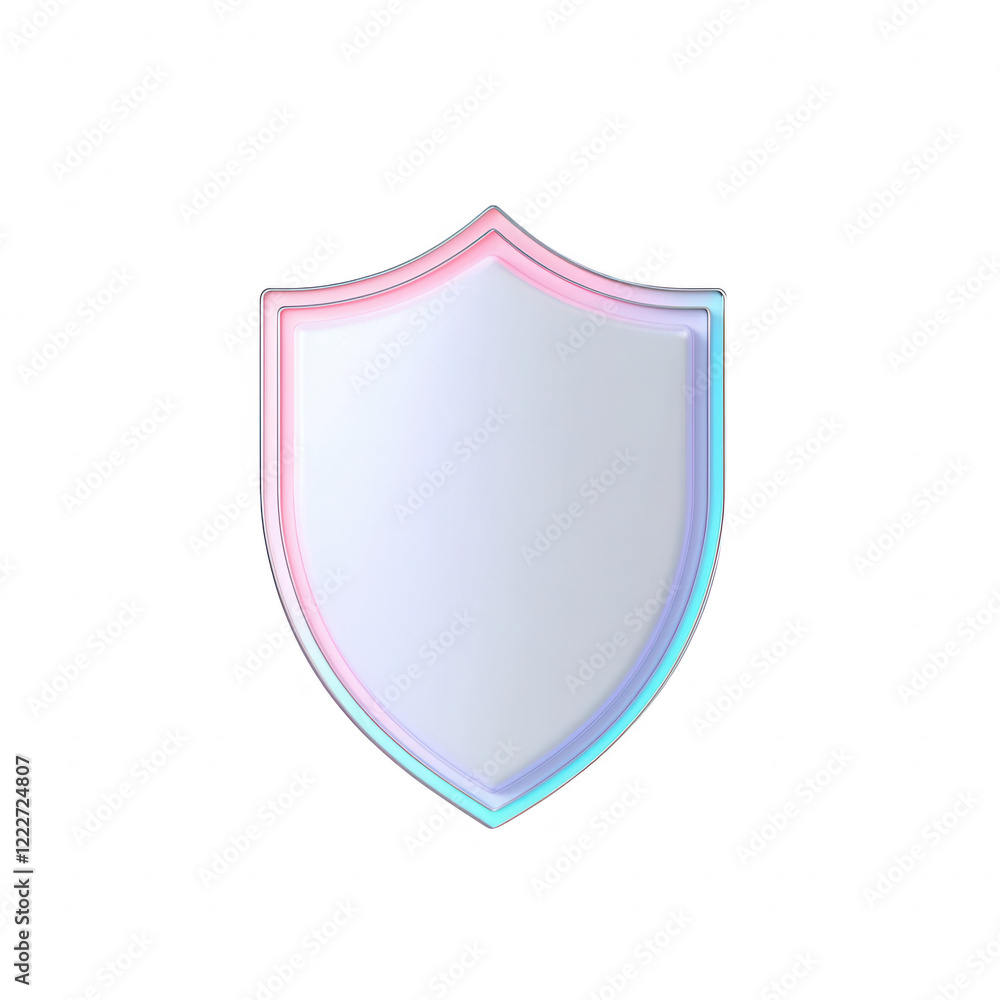 Poster minimalistic shield design with a soft, glowing outline for diverse applications., isolated on a tra