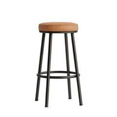 Stylish bar stool with wooden seat and metal legs for modern interiors.