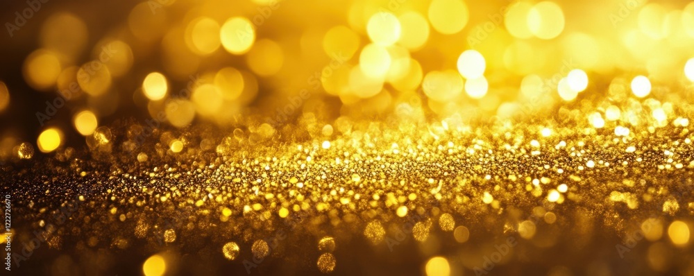 Poster glittering gold bokeh lights creating a sparkling abstract background