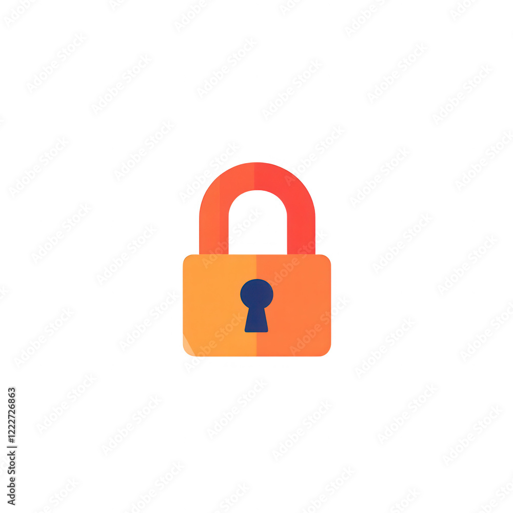 Poster stylish lock icon representing security and protection for digital assets., isolated on a transparen