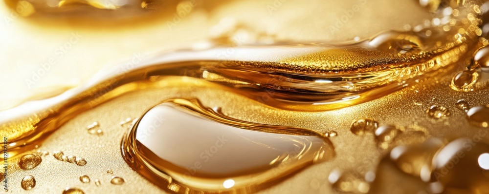 Poster golden liquid texture with shimmering reflections and flowing patterns