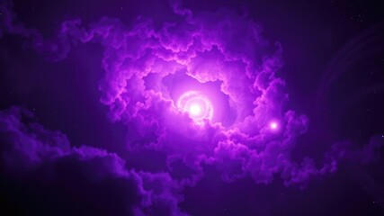 Obraz premium Glowing purple nebula with a bright central core surrounded by swirling purple gas clouds, space background, astronomical