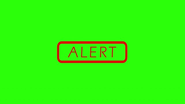 ALERT red stamp text, ALERT text written on green black background stamp.