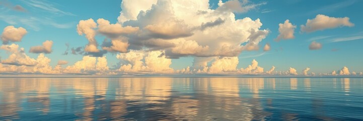 Gorgeous clouds reflecting in calm sea with vibrant colors, cloudscape, weather