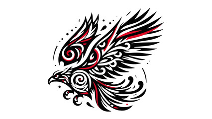 Tribal Eagle Mid-Flight with Intricate Feather Details
