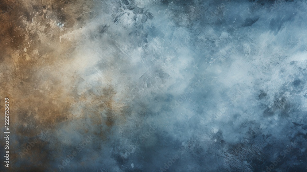 Poster grunge textured background with frost effect and dust scratches overlay in warm and cool tones for c