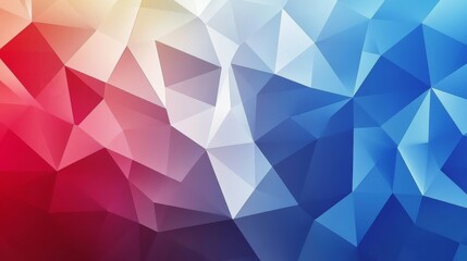 Naklejka premium Colorful geometric pattern in red, white, and blue tones showcases modern design elements and a vibrant aesthetic