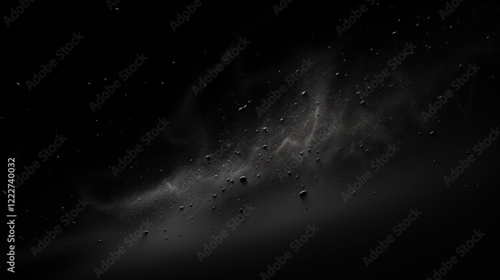 Poster abstract dark background with dust particles floating in space, creating a mysterious and ethereal a