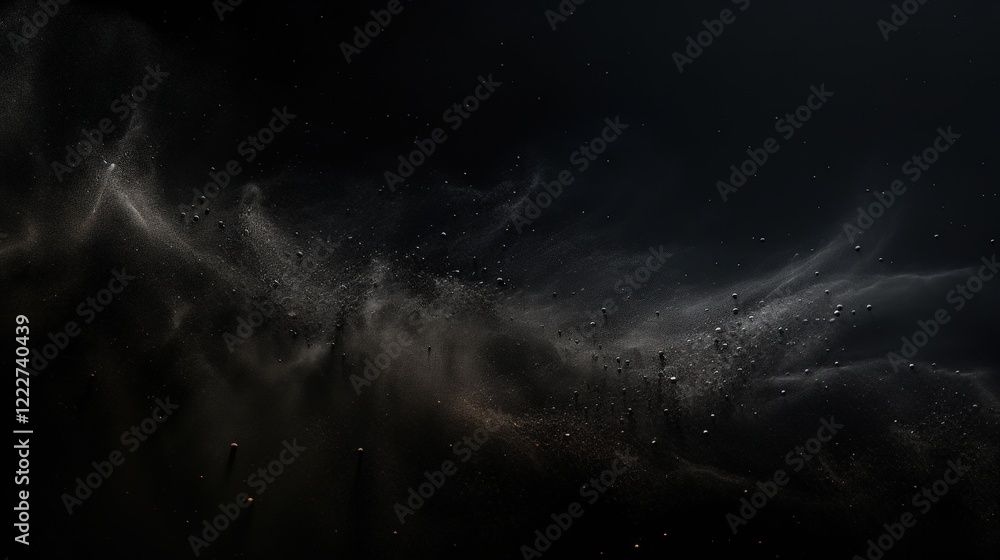 Poster abstract dark background with floating dust particles creating a mysterious and ethereal atmosphere 