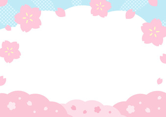 桜の花と花びらの春の背景イラスト02