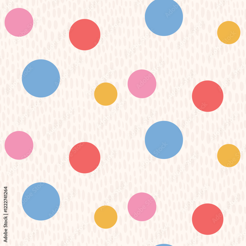 Aufkleber polka dots seamless pattern. circle confetti endless background. birthday round elements repeat cove