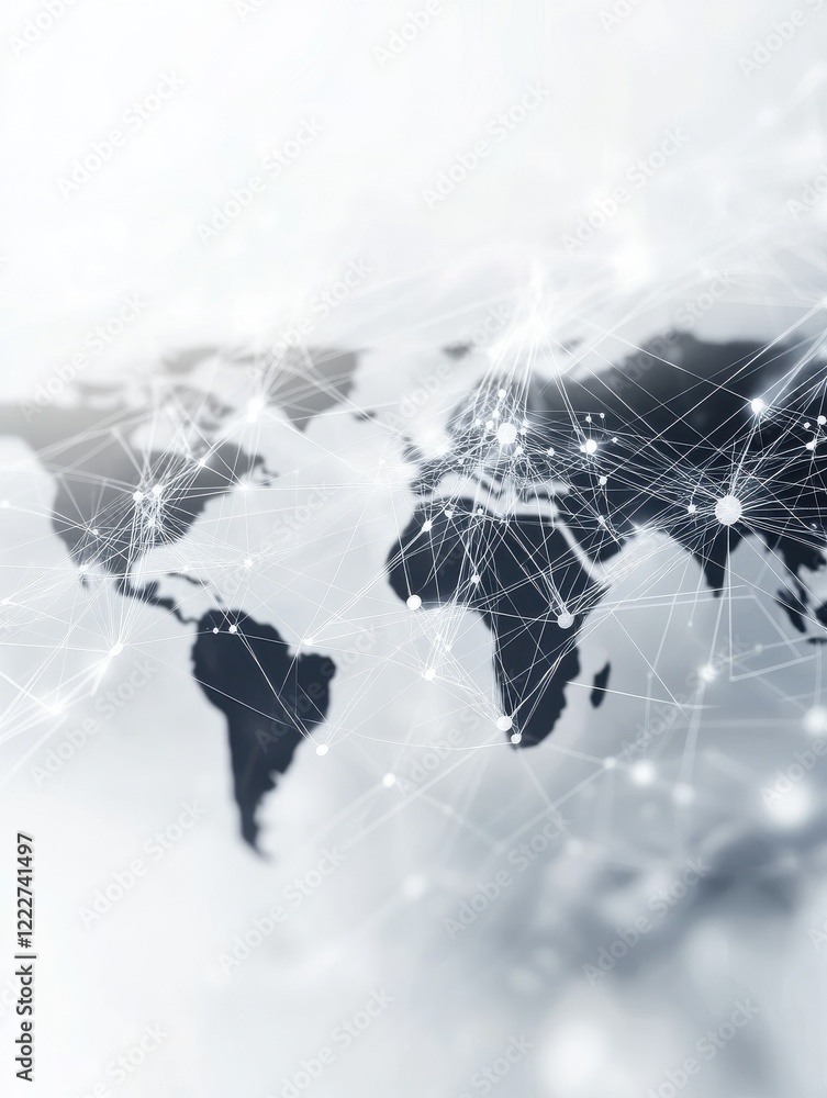 Poster abstract global network concept with a world map and connection lines, a technology background in wh