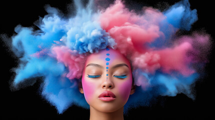 Creative fusion of human artistry and artificial intelligence showcasing vibrant colors and unique hairstyles in contemporary fashion expression