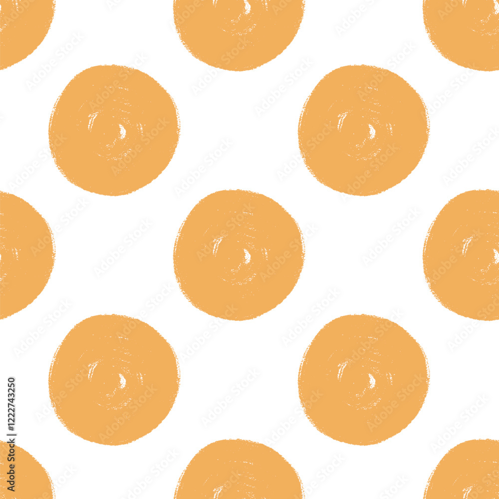 Poster polka dots yellow abstract seamless pattern marker drawn. circular spots allover background. round b