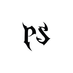 Fototapeta premium PS monogram logo design letter text name symbol monochrome logotype alphabet character simple logo