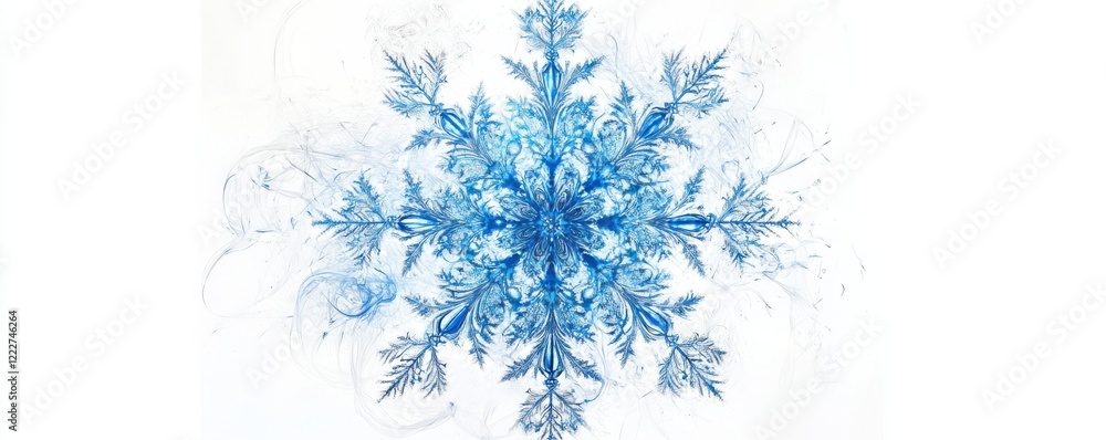 Aufkleber intricate blue snowflake design with delicate patterns and winter theme