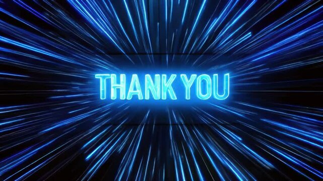 A blue "Thank You" sign glowing with a starburst in the background, radiating warmth and gratitude&mdash;festive and appreciative concept of customer appreciation, celebrations, and positive messaging
