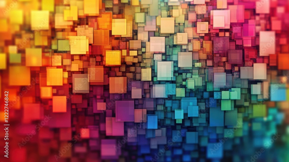 Aufkleber abstract colorful blurry pixel blocks background. bg and technology, digital world concept. 3d rende
