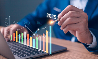 2024 to 2025 business financial plan market concept, performance of profit growth on 2024,...