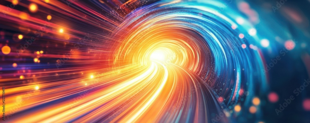 Poster vibrant light tunnel with dynamic energy flow and abstract motion