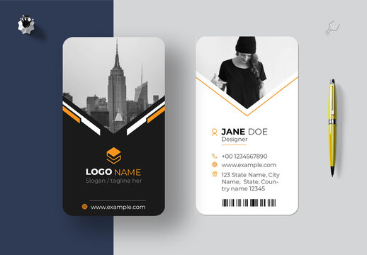 Professional elegant orange & Black modern business card