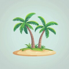 Obraz premium Island with palm trees tropical art vegetation.