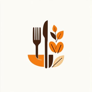 Autumnal cutlery design for restaurant logo