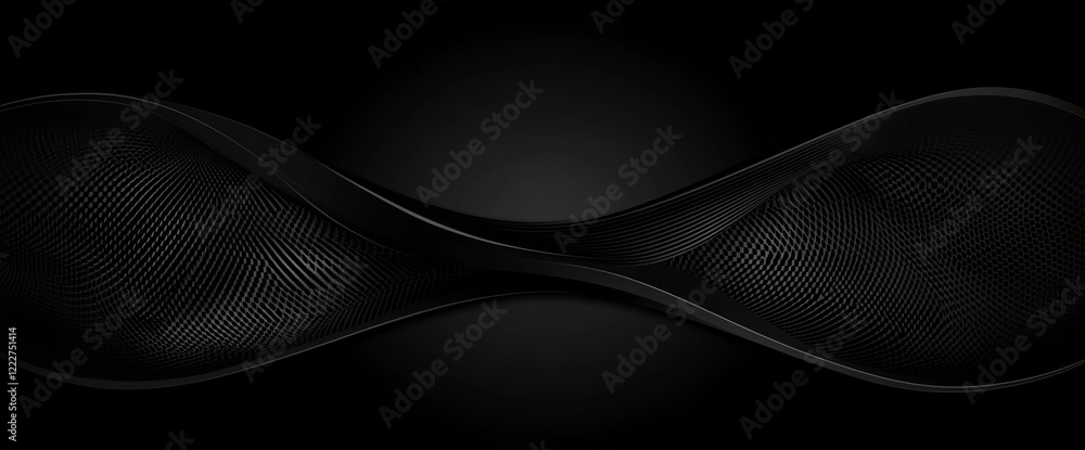 Poster Abstract black and white seamless flowing shapes with curved lines in motion