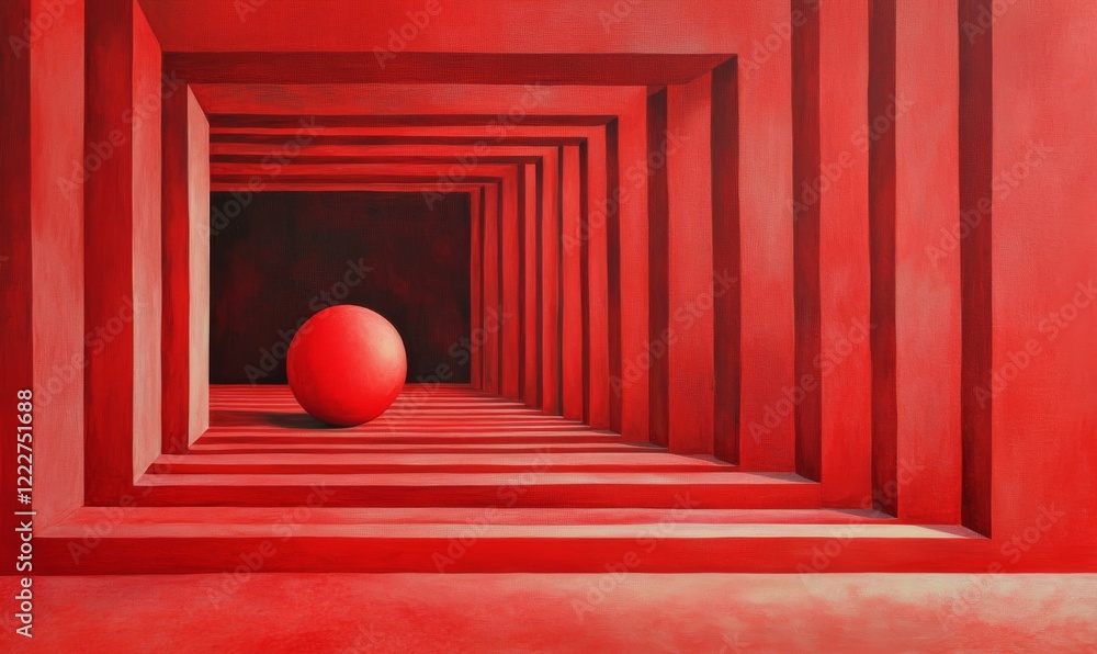 Poster forced perspective red abstract background on canvas texture