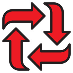 squre arrows loop direction sign